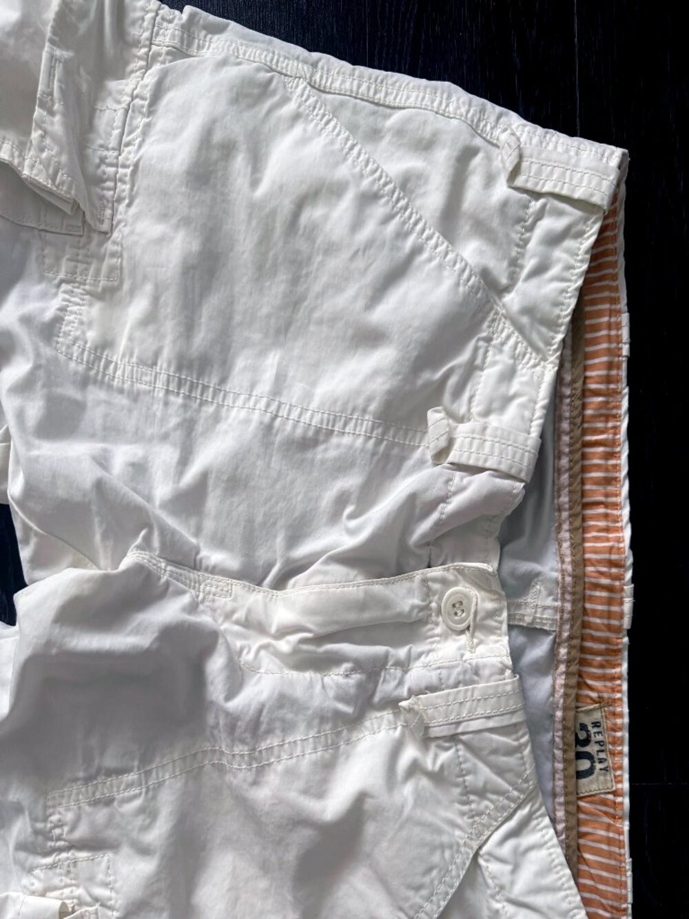 Replay Jeans Mens White Cargo Pants Y2K White Lightweight 30 - Picture 4 of 5